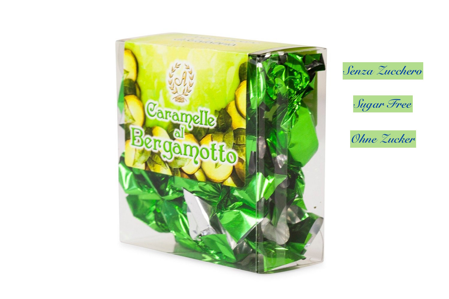 Bergamot candies sugar free in box of 2,11 Oz. (gr.60)